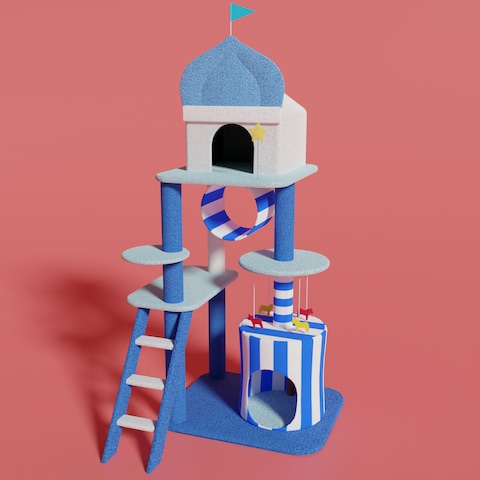 【3DCG】キャットタワー ブルー