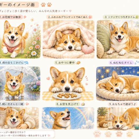 コーギー犬　ペットアート肖像画|作品例