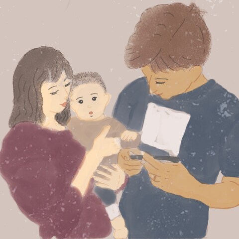 家族写真をイラストに
