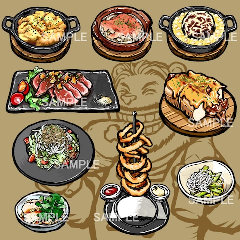 【串・肉酒場　ZONE】　メニュー用イラスト　その1