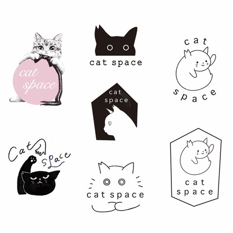 猫カフェ、cat space ロゴデザイン
