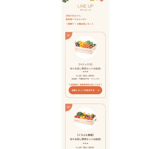 オーガニック野菜のLPコーディング