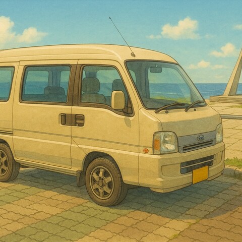 軽ワゴン。宗谷岬。