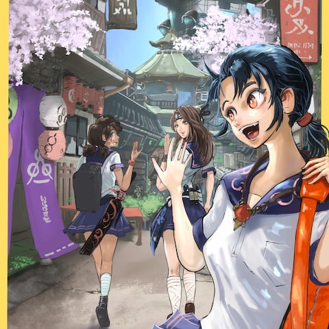 オリジナルキャラクター サエ3 背景とキャラクター達