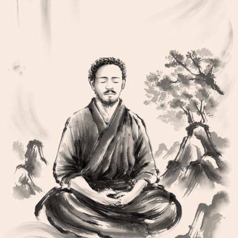 似顔絵の水墨画の制作