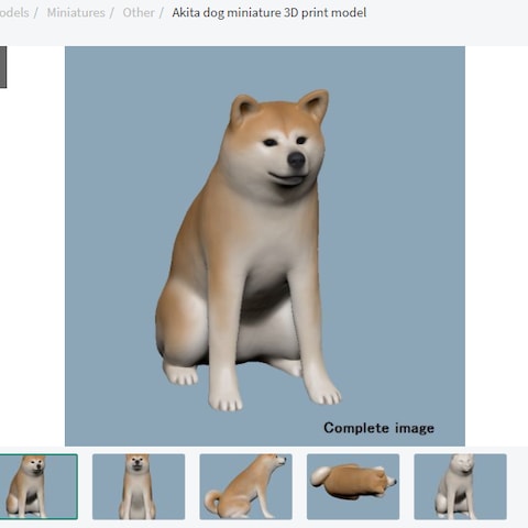 秋田犬(3Dプリントモデル)