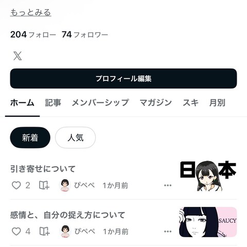 「ぴぺぺ」名義でのnote執筆