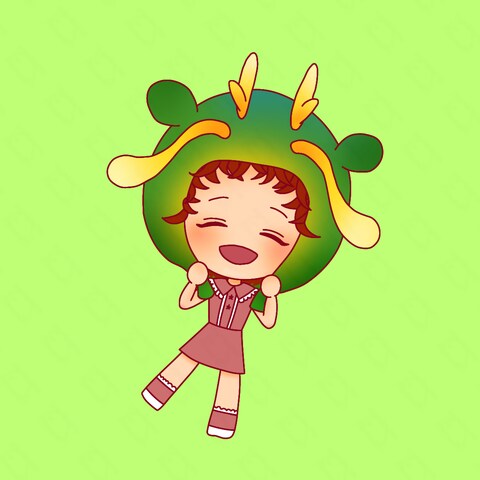 龍の被り物　笑顔の女の子