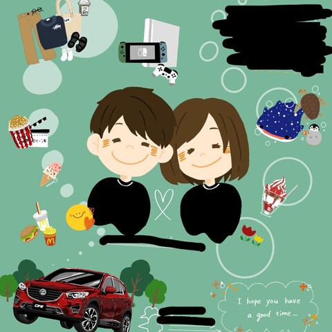 カップルへのお手紙風イラスト