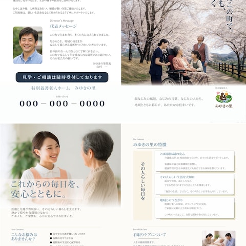 介護施設パンフレットA4サイズ4P（Photoshop使用）