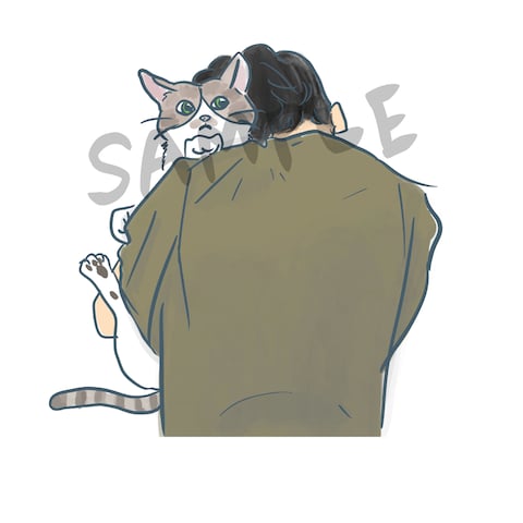 猫を抱きしめる男性