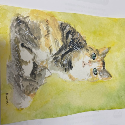 猫の水彩画