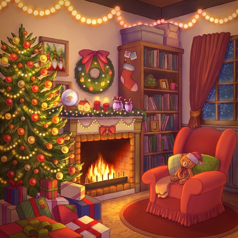 背景イラスト(クリスマス室内)