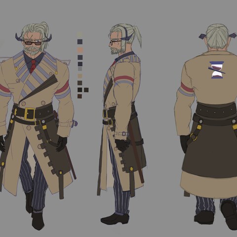 男性キャラクター三面図