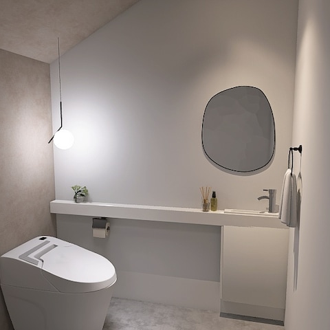 【ご提案事例】階段下の形状を活かした上質なトイレ空間