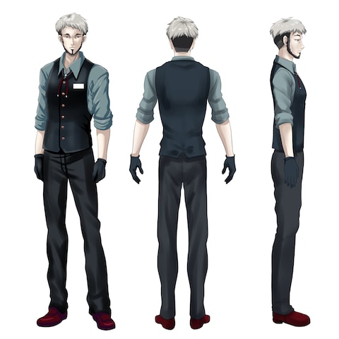 男性キャラクター　デザインの三面図