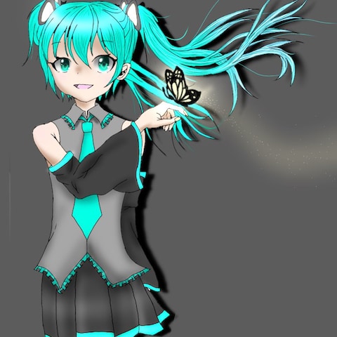 初音ミクと蝶
