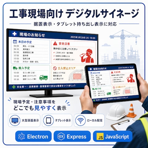 工事現場向け デジタルサイネージシステム