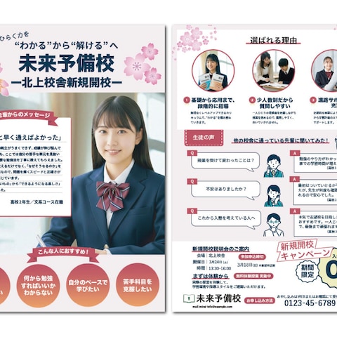 【自主制作】予備校両面チラシ
