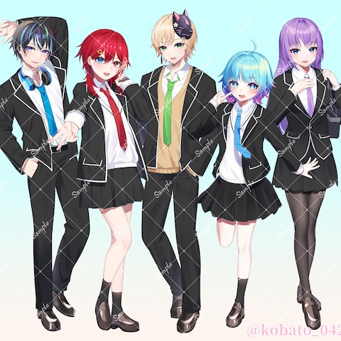 Vtuber様歌ってみた用立ち絵イラスト(5枚分)