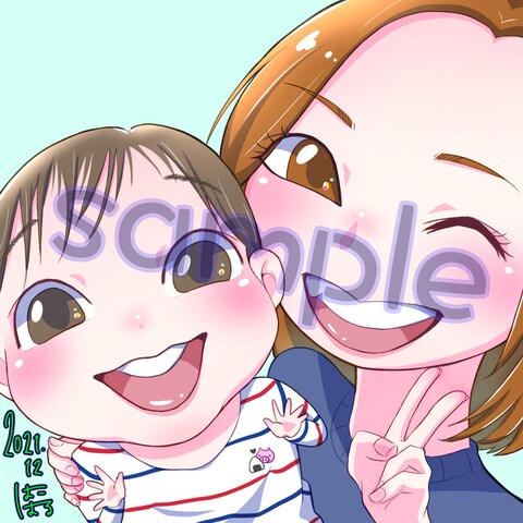 親子 似顔絵