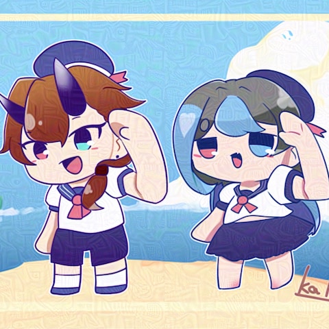 ミニキャラ　二人イラスト