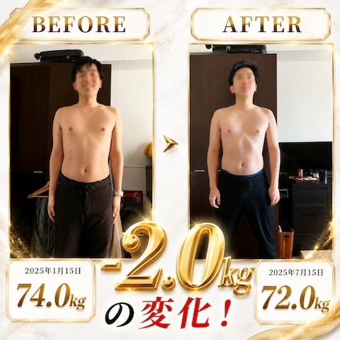 6ヶ月で−２kgと姿勢改善・肩凝り解消達成