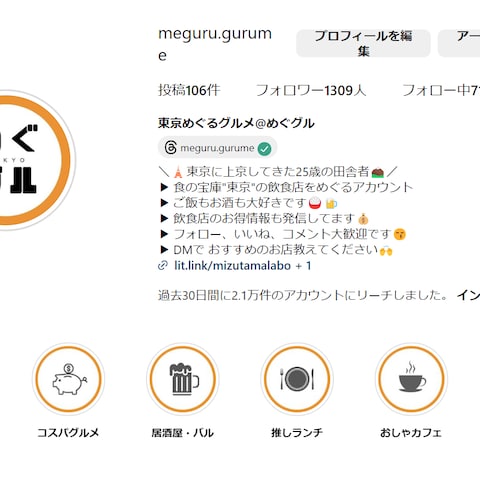 【自カウント】東京グルメを紹介するアカウントの運用
