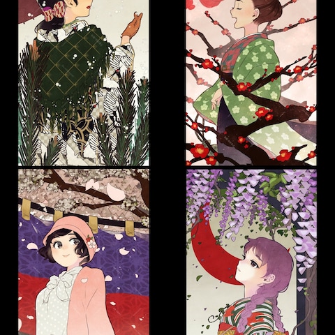 創作イラスト「花札乙女」①