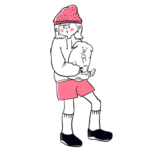 女の子と犬