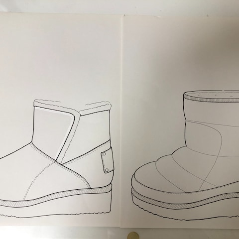 靴デザイン画　ブーツ　カジュアル