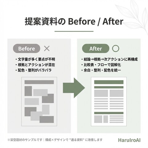 提案資料のBefore/After(サンプル)
