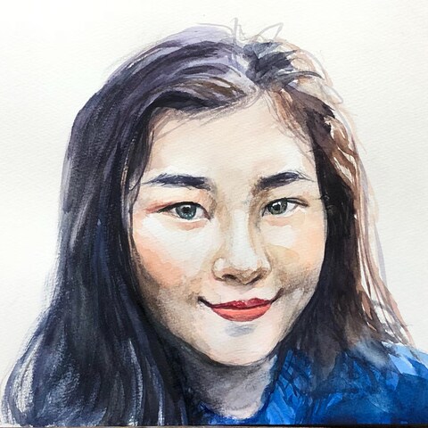似顔絵・女性・水彩