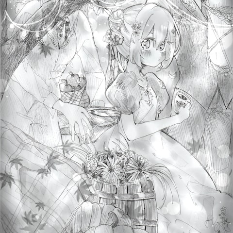 モノクロ画(アナログペン画＋デジタル)　サンプル