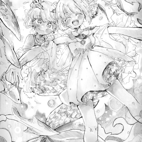 モノクロ絵(アナログペン画・デジタル加工)　サンプル