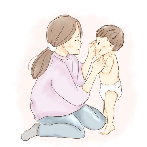ベビーマッサージ講師の親子イラスト
