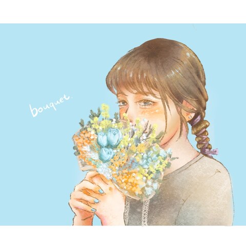 人物と花束イラスト