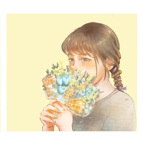 人物と花束 イラスト 色違い