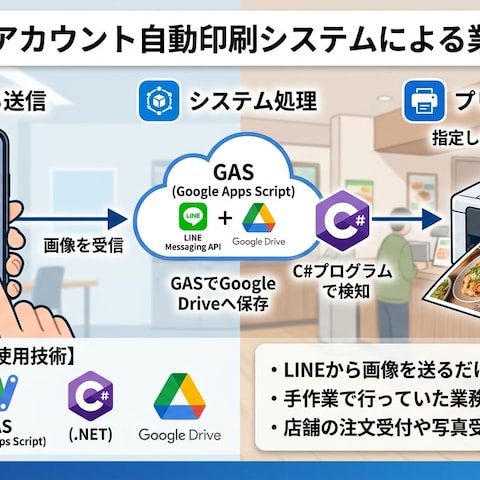 LINEから送信された画像を自動印刷する業務効率化システム