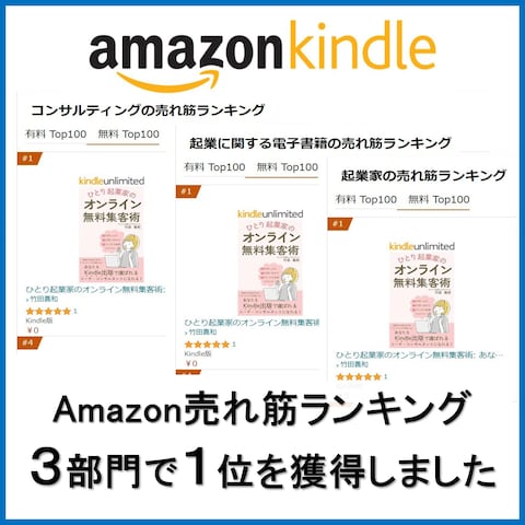 Amazonで出版した電子書籍が３部門で１位