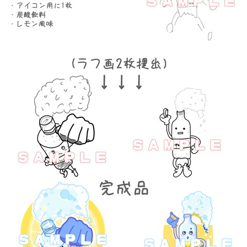 ペットボトルの擬人化アイコンの作成
