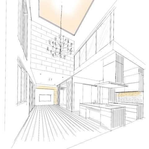 手書き。空へとつながるリビング。