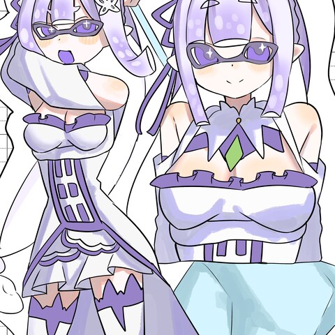 二次創作の某ゲーム風イラスト