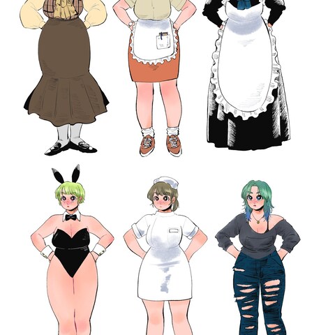 衣装・雰囲気違いのキャラクターデザイン