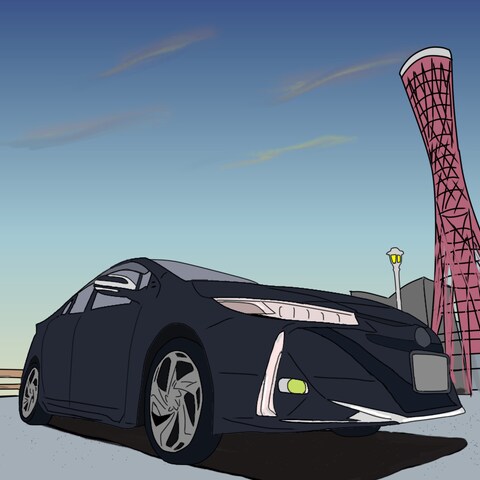 車と神戸タワー