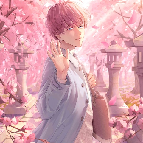 桜と人物のイラスト作成