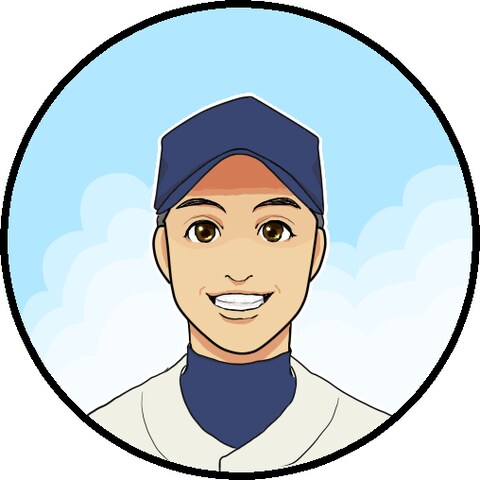 野球のユニフォームを着た男性の似顔絵