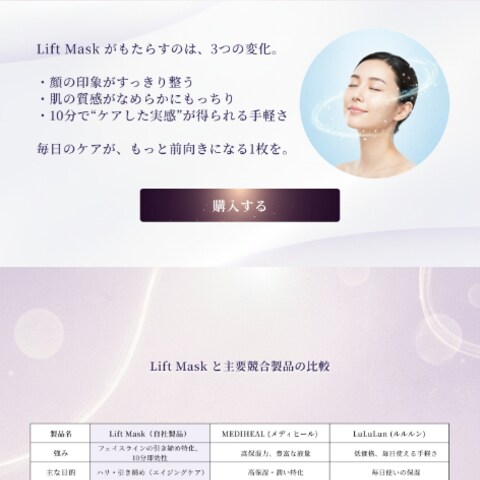 美容パック「Lift Mask」LP(架空)