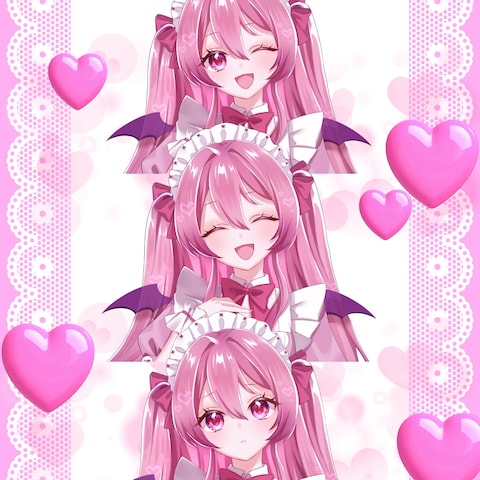 立ち絵イラスト　表情差分3種