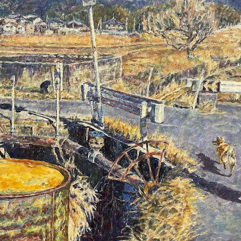 油彩画：寒さへ向かう（F25号）